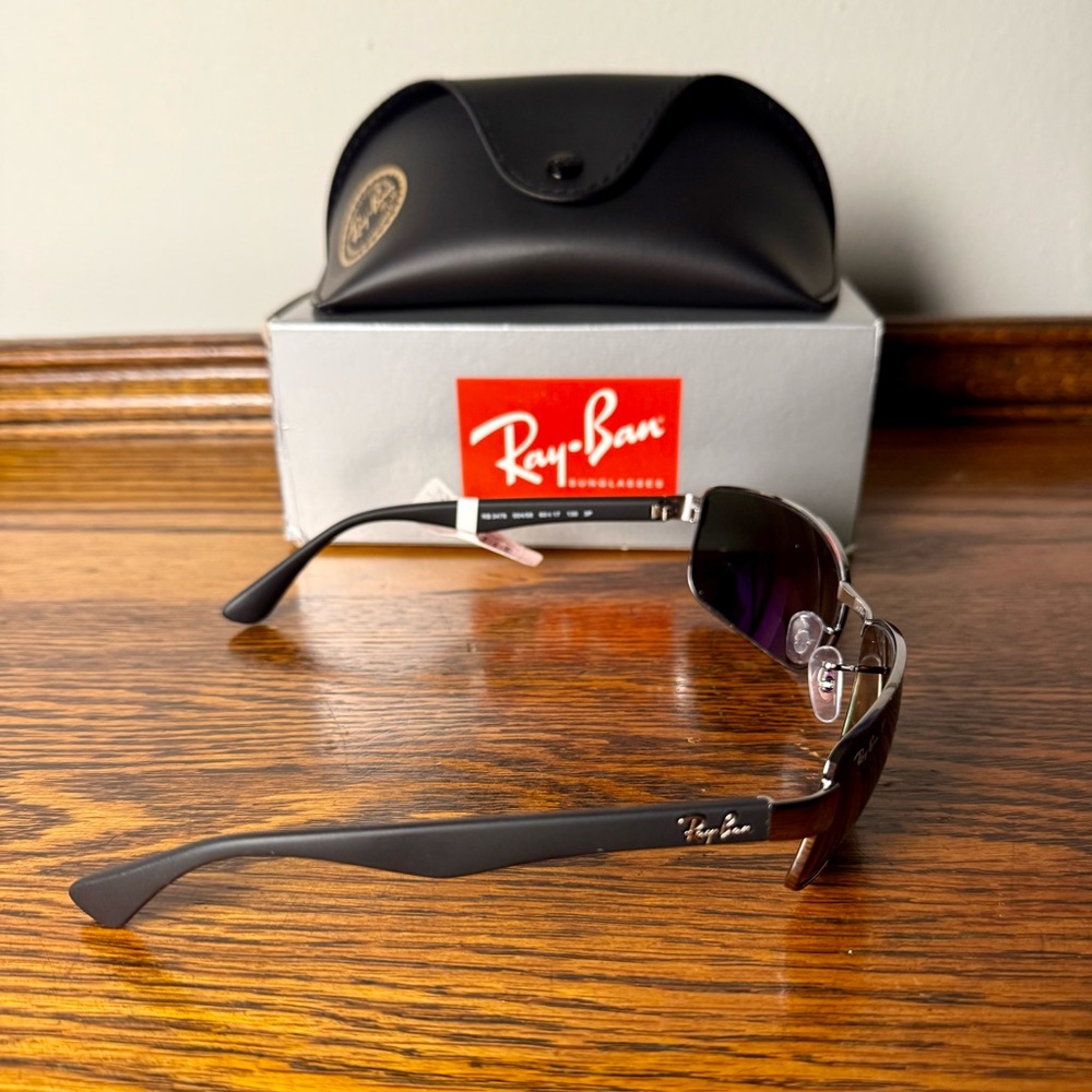 Ray-Ban RB3478 Rectangular Gunmedal Green Polarized Sunglasses - Picture 5 of 7